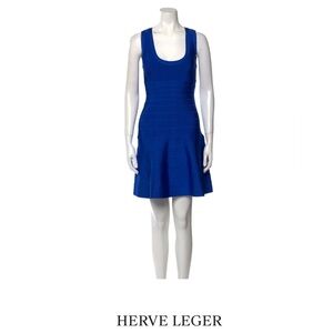 Herve Leger Royal Blue Mini Bandage Dress